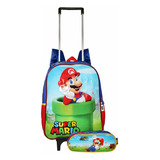Kit Mochila Super Mario Bros Filme Rodinhas Escolar Original