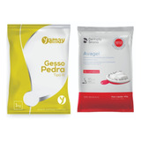 Kit Moldagem 1 Alginato Avagel E 1 Gesso Pedra Amarelo 1kg