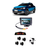Kit Monitor Fixo Câmera 2x1 Saveiro G6 12 13 14 15 Sensor Ré