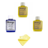 Kit Monzi 35ml: 1 Limpa Prata+ 2 Limpa Chapeado + 3 Flanelas