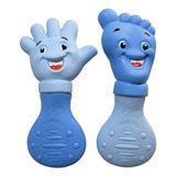 Kit Mordedor Macio Mãozinha E Pezinho Azul Mão E Pé
