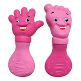 Kit Mordedor Macio Mãozinha E Pezinho Rosa Mão E Pé Pé E Mão