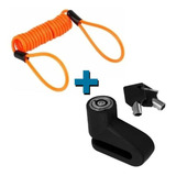 Kit Moto Cabo Lembrete Trava Disco Aço + Cadeado Antifurto