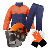 Kit Motosserrista Blusão Calça Anticorte Capacete 3x1 E Luva