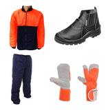 Kit Motosserrista Bota Luvas Calça Blusa Com Ca