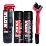 Kit Motul C1 Clean + C2 Lubrificante Corrente 400ml + Escova