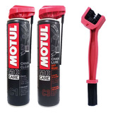 Kit Motul C1 Clean + C2 Lubrificante Corrente 400ml + Escova