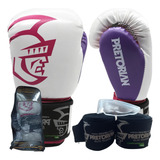 Kit Muay Thai Boxe Luva + Bandagem + Protetor Bucal Feminino