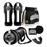 Kit Muay Thai Caneleira Bolsa Shorts