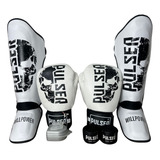 Kit Muay Thai Luva 14 Caneleira M Band Bucal Thunder Pulser