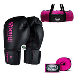 Kit Muay Thai Luva Bandagem Bolsa Pink Pro 10oz