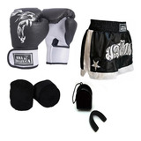 Kit Muay Thai Luva Bandagem Bucal Shorts Brazuca - 3 Kits
