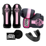 Kit Muay Thai Luva Caneleira Bandagem