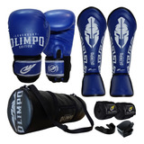 Kit Muay Thai Luva Caneleira Bolsa Bandagem Bucal Case