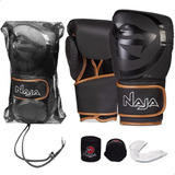 Kit Naja Luva Boxe Bandagem Protetor Bucal Kit Dourado