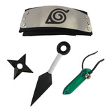 Kit Naruto - Bandana + Kunai + Shuriken + Colar Tsunade