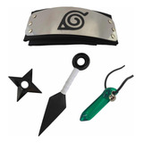 Kit Naruto Bandana + Kunai + Shuriken + Colar Tsunade