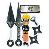 Kit Naruto+ Boneco +adaga +shuriken+colar +faixa