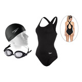 Kit Natação Maiô Cross + Óculos Freestyle + Touca Flat