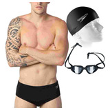 Kit Natação Masculino Adulto Sunga Óculos Touca Originais 