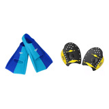 Kit Natação Speedo Nadadeira Dual Fin + Palmar Power Paddle 