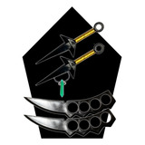 Kit Ninja Cosplay 2 Kunai Colar Verde