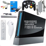 Kit Nintendo Wii Original Completo Com Garantia: 1 Controle Wii Remote Plus + 1 Controle Gamecube + 1 Nunchuck + 1 Pendrive 32gb C/ Jogos + Nintendont