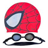 Kit Óculos De Natação Com Touca Infantil Menino Homem Aranha