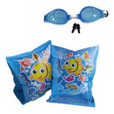 Kit Óculos Natação + Boia De Braço Infantil Piscina