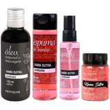 Kit Óleo Massagem Espuma Sal Banho E Aromatizador Kamasutra