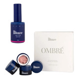 Kit Ombré Bluwe Pastas Gel Nail Art Degradê Top Coat Clear