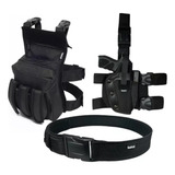 Kit Operacional Bornal Tático Swat + Coldre Robocop + Cinto Cor Preto