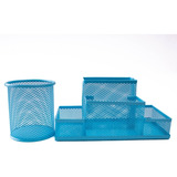 Kit Organizador Colorido Porta Treco Mesa Lixeira Escritório