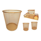 Kit Organizador Completo Escritorio Home Office Dourado