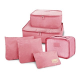 Kit Organizador De Malas 6 Peças Viagem Necessaire Jacki Cor Rosa