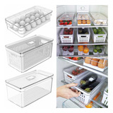 Kit Organizador Geladeira Porta Ovos Pote Frutas Legumes 3pç