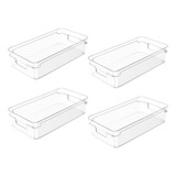 Kit Organizador Multiuso Clear Transparente Ou 04 Unidades