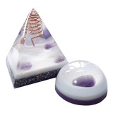 Kit Orgonite 01 Piramide + 01 Bolso- Violeta- Ametista(proteção, Transmutação) - Transmuta Energia Negativa