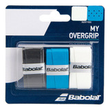 Kit Overgrip Babolat My Grip X3 Preto Branco Azul Raquete