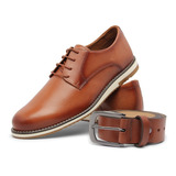 Kit Oxford Sapato Social Couro Legitimo+ Cinto De Couro