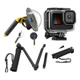 Kit P Gopro Hero 12 11 Black Tripé 3w Dome Caixa Estanque