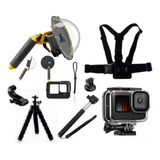 Kit P Gopro Hero 9 10 Black Dome Capa Tripé Caixa Estanque