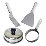 Kit P Lanches Abafador Modelador De Ovo E 2 Espátulas Reta Curva Cor Cinza