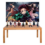 Kit Painel + Displays Demon Slayer Decoração De Festa Full