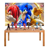Kit Painel + Displays Sonic Filme Decoração De Festa 2