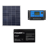 Kit Painel Placa Solar 60w + Bateria 7ah + Controlador 30a