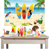 Kit Painel Poli Banner + Displays Decoração Praia Pranchas