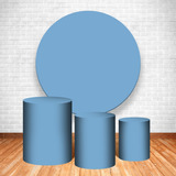 Kit Painel Redondo E Capa De Cilindro Sublimados Azul