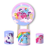 Kit Painel Redondo My Little Pony 1,50 X 1,50 M + Cilindros 