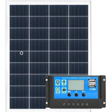 Kit Painel Solar 100w + Controlador Carga 30a Bateria 12v